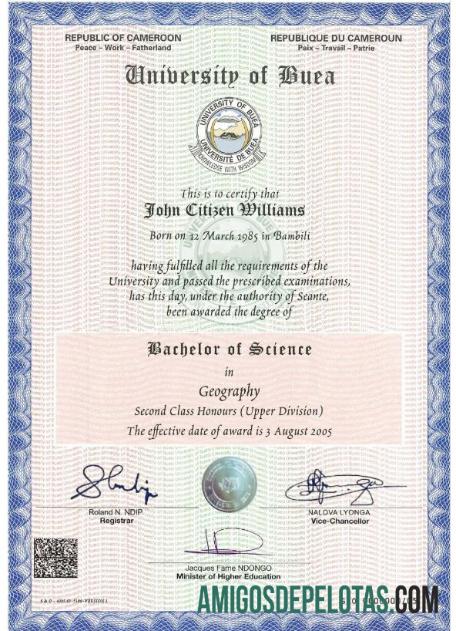 Certificado Universitário dos Camarões baixar para verificação